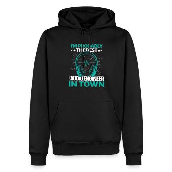 Ingénieur du son Ingénieur du son Casque - Sweat à capuche Premium bio Homme - noir - Devant - Nico (187cm)