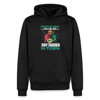 Day Trading Day Trader Taureau Ours - Sweat à capuche Premium bio Homme - noir - Devant - Nico (187cm)