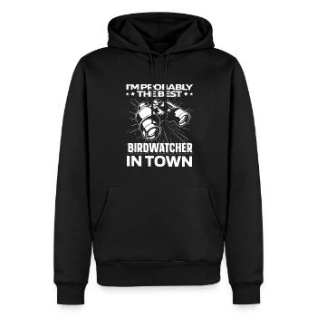 Jumelles ornithologiques - Sweat à capuche Premium bio Homme - noir - Devant - Nico (187cm)