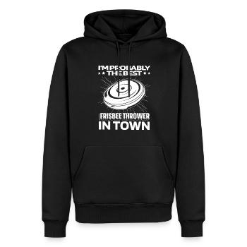 Frisbee drôle - Sweat à capuche Premium bio Homme - noir - Devant - Nico (187cm)