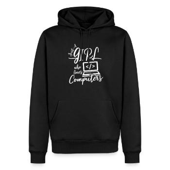 Développeur Coder Programmeur Girl - Sweat à capuche Premium bio Homme - noir - Devant - Nico (187cm)