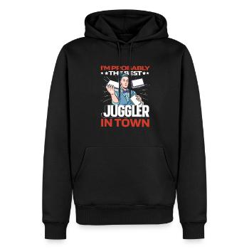 Jongler Jongleur Drôle - Sweat à capuche Premium bio Homme - noir - Devant - Nico (187cm)