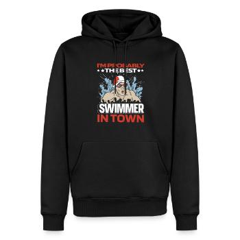 Nageurs nageurs drôles - Sweat à capuche Premium bio Homme - noir - Devant - Nico (187cm)