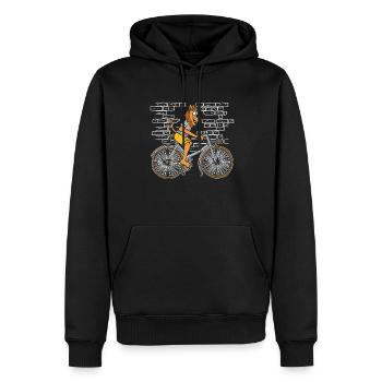 Vélo Léo - Sweat à capuche Premium bio Homme - noir - Devant - Nico (187cm)