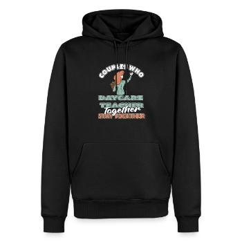 Enseignante maternelle Couple d’assistantes maternelles - Sweat à capuche Premium bio Homme - noir - Devant - Nico (187cm)