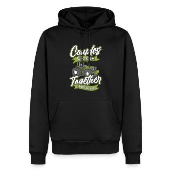 Coppia contadina contadina - Felpa con cappuccio ecologica premium da uomo - nero - Fronte - Nico (187cm)