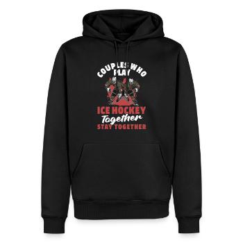 Paire de hockey sur glace - Sweat à capuche Premium bio Homme - noir - Devant - Nico (187cm)