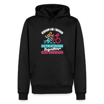 Triathlon Triathlet Paar - Männer Premium Bio Hoodie - Schwarz - Vorne - Nico (187cm)