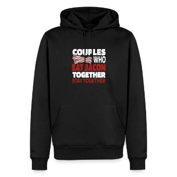 Bacon Speck Paar - Männer Premium Bio Hoodie - Schwarz - Vorne - Nico (187cm)
