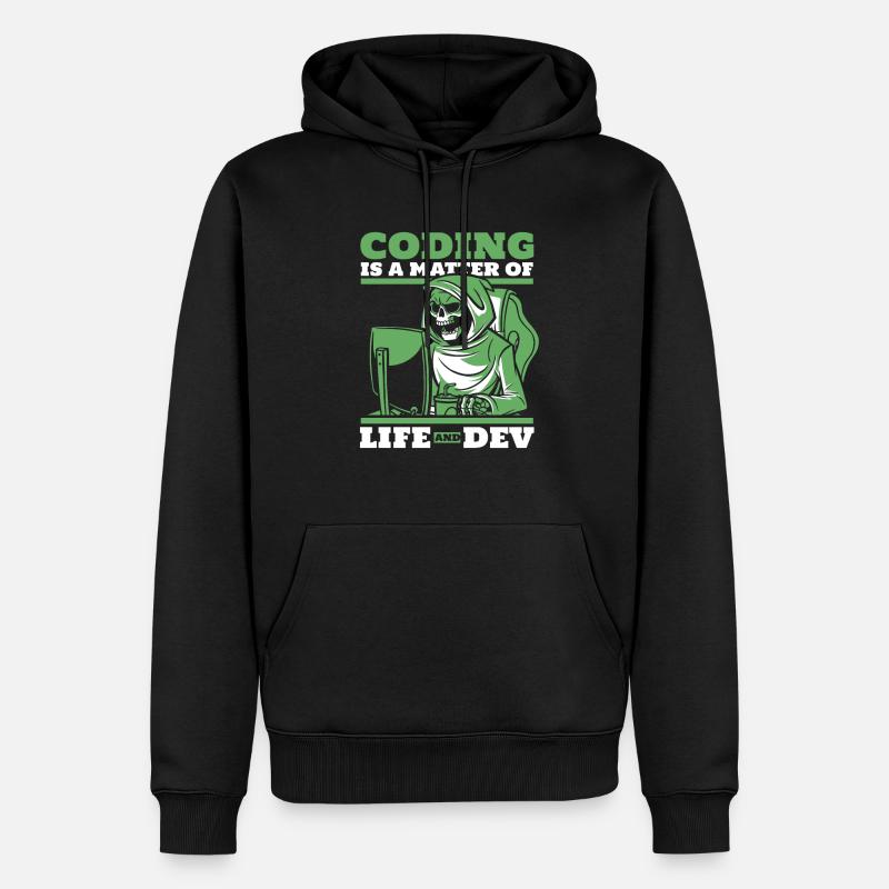 Développeur Coder Programmeur Squelette - Sweat à capuche Premium bio Homme - noir