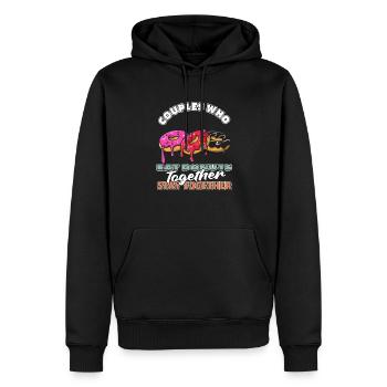 Donut Paar - Männer Premium Bio Hoodie - Schwarz - Vorne - Nico (187cm)