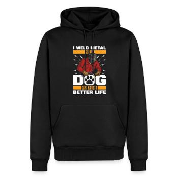 Chien forgeron métallurgiste - Sweat à capuche Premium bio Homme - noir - Devant - Nico (187cm)