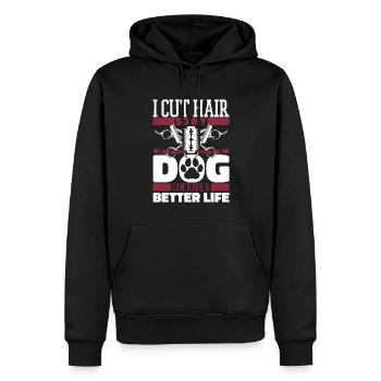 Barber Barbershop Hund - Männer Premium Bio Hoodie - Schwarz - Vorne - Nico (187cm)