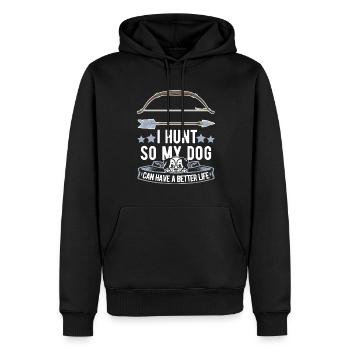 Chasse à l’arc Chien chasseur à l’arc - Sweat à capuche Premium bio Homme - noir - Devant - Nico (187cm)