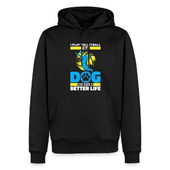 Volleyball Volleyball Volleyball Joueur Chien - Sweat à capuche Premium bio Homme - noir - Devant - Nico (187cm)