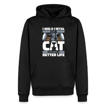 Forgeron Métallurgiste Chat - Sweat à capuche Premium bio Homme - noir - Devant - Nico (187cm)