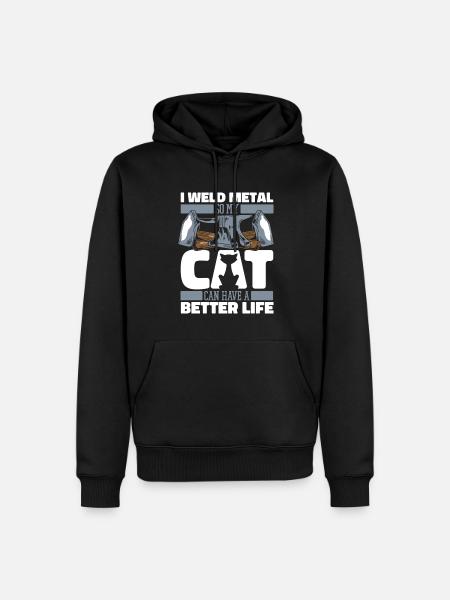 Forgeron Métallurgiste Chat - Sweat à capuche Premium bio Homme - noir