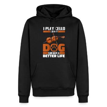 Cello Cellist Dog - Men’s Premium Organic Hoodie - black - Front - Nico (187cm)