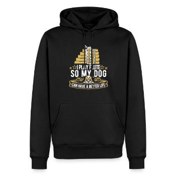 Chien flûtiste flûtiste - Sweat à capuche Premium bio Homme - noir - Devant - Nico (187cm)