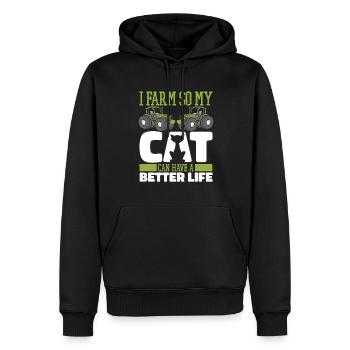 Agriculteur Agriculteur Chat - Sweat à capuche Premium bio Homme - noir - Devant - Nico (187cm)