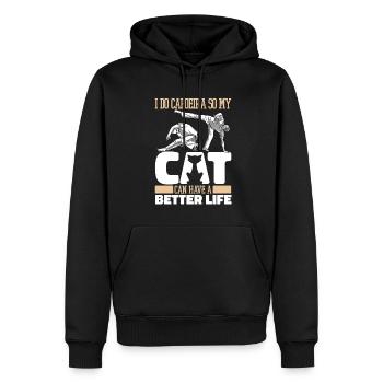 Capoeira Danse Martiale Chat - Sweat à capuche Premium bio Homme - noir - Devant - Nico (187cm)