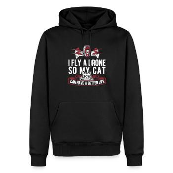 Drone quadricoptère chat - Sweat à capuche Premium bio Homme - noir - Devant - Nico (187cm)