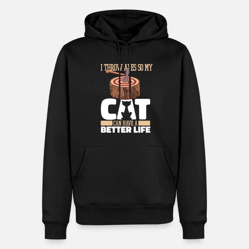 Axe Throwing Axe Thrower Cat - Men’s Premium Organic Hoodie - black