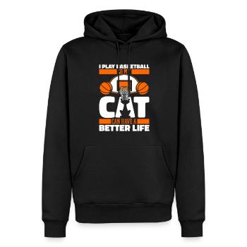 Basketball Basketballer Katze - Männer Premium Bio Hoodie - Schwarz - Vorne - Nico (187cm)