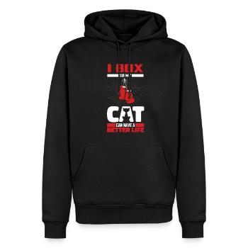 Boxen Boxer Katze - Männer Premium Bio Hoodie - Schwarz - Vorne - Nico (187cm)