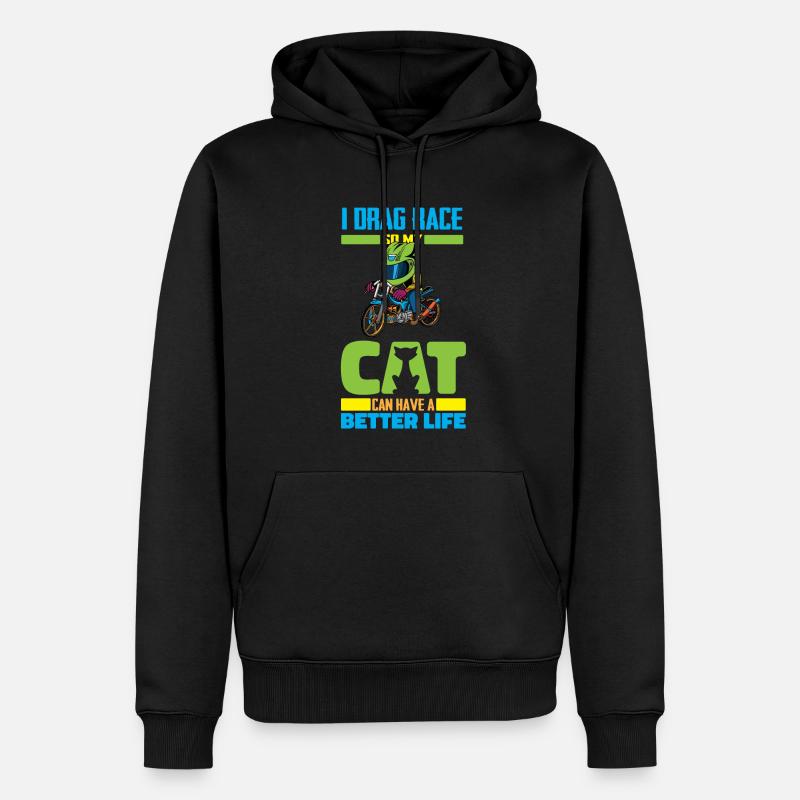Dragster Drag Race Katze - Männer Premium Bio Hoodie - Schwarz