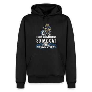 VTT VTT VTT Cat - Sweat à capuche Premium bio Homme - noir - Devant - Nico (187cm)