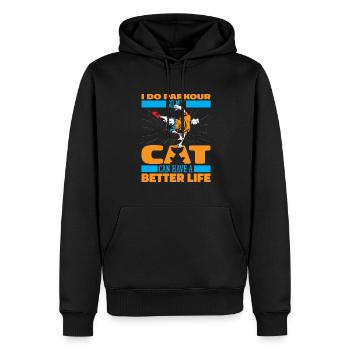 Parkour Katze - Männer Premium Bio Hoodie - Schwarz - Vorne - Nico (187cm)