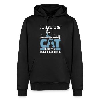 Chat Pilates - Sweat à capuche Premium bio Homme - noir - Devant - Nico (187cm)