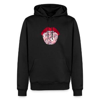 Jeu de société Jeu de société Langue - Sweat à capuche Premium bio Homme - noir - Devant - Nico (187cm)