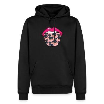 Teckel Langue de teckel - Sweat à capuche Premium bio Homme - noir - Devant - Nico (187cm)
