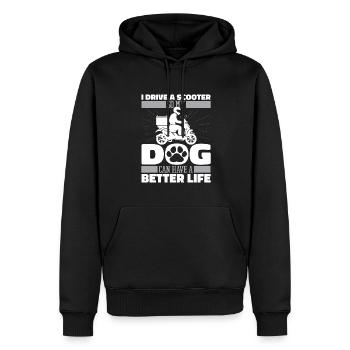 Scooter Chien - Sweat à capuche Premium bio Homme - noir - Devant - Nico (187cm)