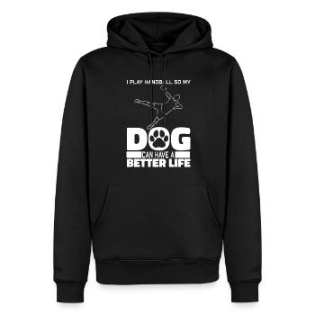 Handball Handball Chien - Sweat à capuche Premium bio Homme - noir - Devant - Nico (187cm)