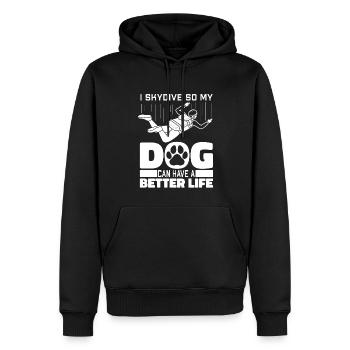 Chien parachutiste parachutiste - Sweat à capuche Premium bio Homme - noir - Devant - Nico (187cm)