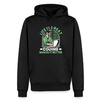Developer Coder Programmer Funny - Men’s Premium Organic Hoodie - black - Front - Nico (187cm)