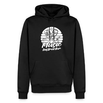 Professeur de musique Professeur de musique Microphone - Sweat à capuche Premium bio Homme - noir - Devant - Nico (187cm)