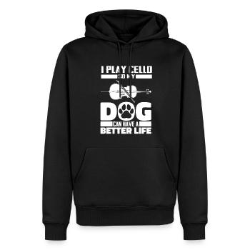 Cello Cellist Dog - Men’s Premium Organic Hoodie - black - Front - Nico (187cm)