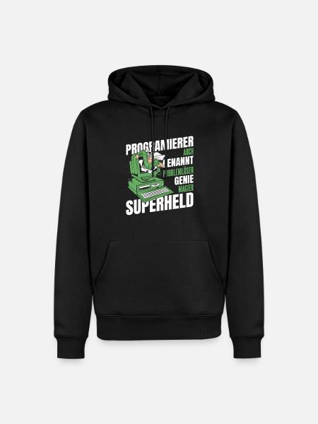 Entwickler Coder Programmierer Superheld - Männer Premium Bio Hoodie - Schwarz