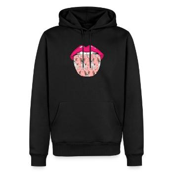 Langue de bouledogue - Sweat à capuche Premium bio Homme - noir - Devant - Nico (187cm)