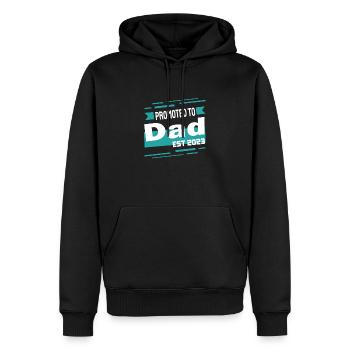 Promu à Papa Est 2023 - Sweat à capuche Premium bio Homme - noir - Devant - Nico (187cm)