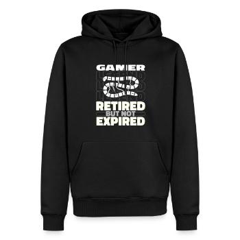 Jeu de société Jeu de société à la retraite - Sweat à capuche Premium bio Homme - noir - Devant - Nico (187cm)