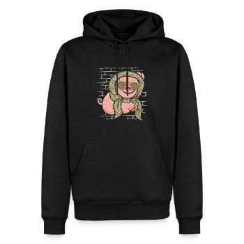 Schwein Schweinebauer Sonnenbrille Mit Schal - Männer Premium Bio Hoodie - Schwarz - Vorne - Nico (187cm)