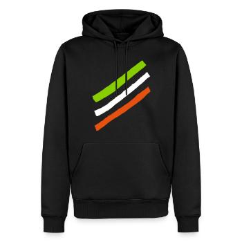 Décoration de rayures - Couleurs sélectionnables / Graphiques vectoriels - Sweat à capuche Premium bio Homme - noir - Devant - Nico (187cm)