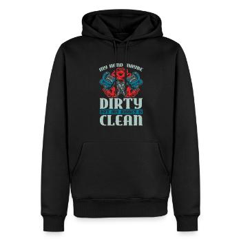Peintre Vernisseur Lustig - Sweat à capuche Premium bio Homme - noir - Devant - Nico (187cm)