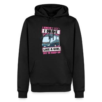 Chauffeur de bus filles - Sweat à capuche Premium bio Homme - noir - Devant - Nico (187cm)