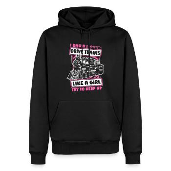 Lokführer Zugführer Mädchen - Männer Premium Bio Hoodie - Schwarz - Vorne - Nico (187cm)